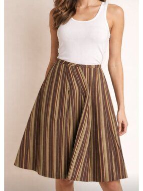 COMRAGS GUNHOUSE & CORNISH Retro Stripe Skirt Large Mod Artsy Cottage Trad